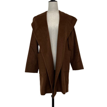 Max Mara 100% Camel Hooded Gown Coat 34 Brown — view 4