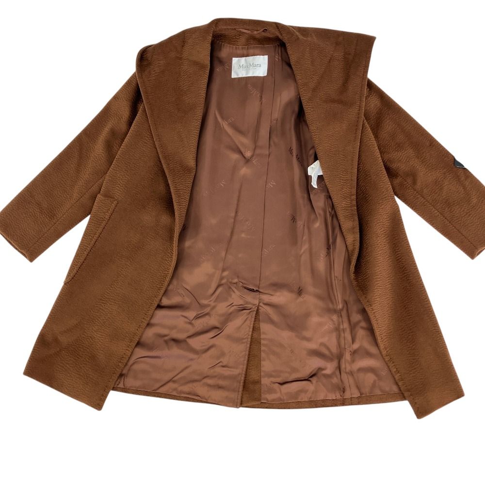 Max Mara 100% Camel Hooded Gown Coat 34 Brown — view 6