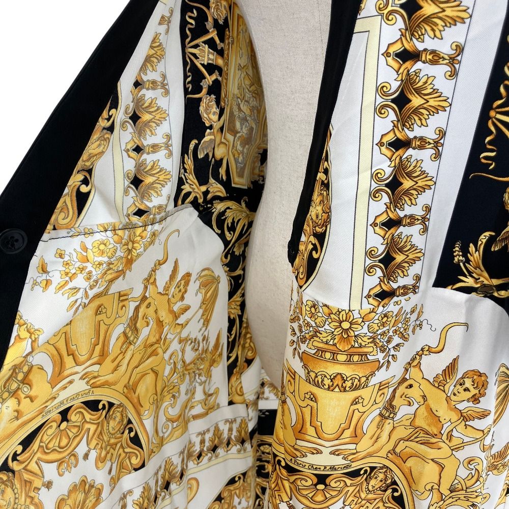 Versace Baroque Pattern Cache Coat Dress 42 Gold Color Black — view 5