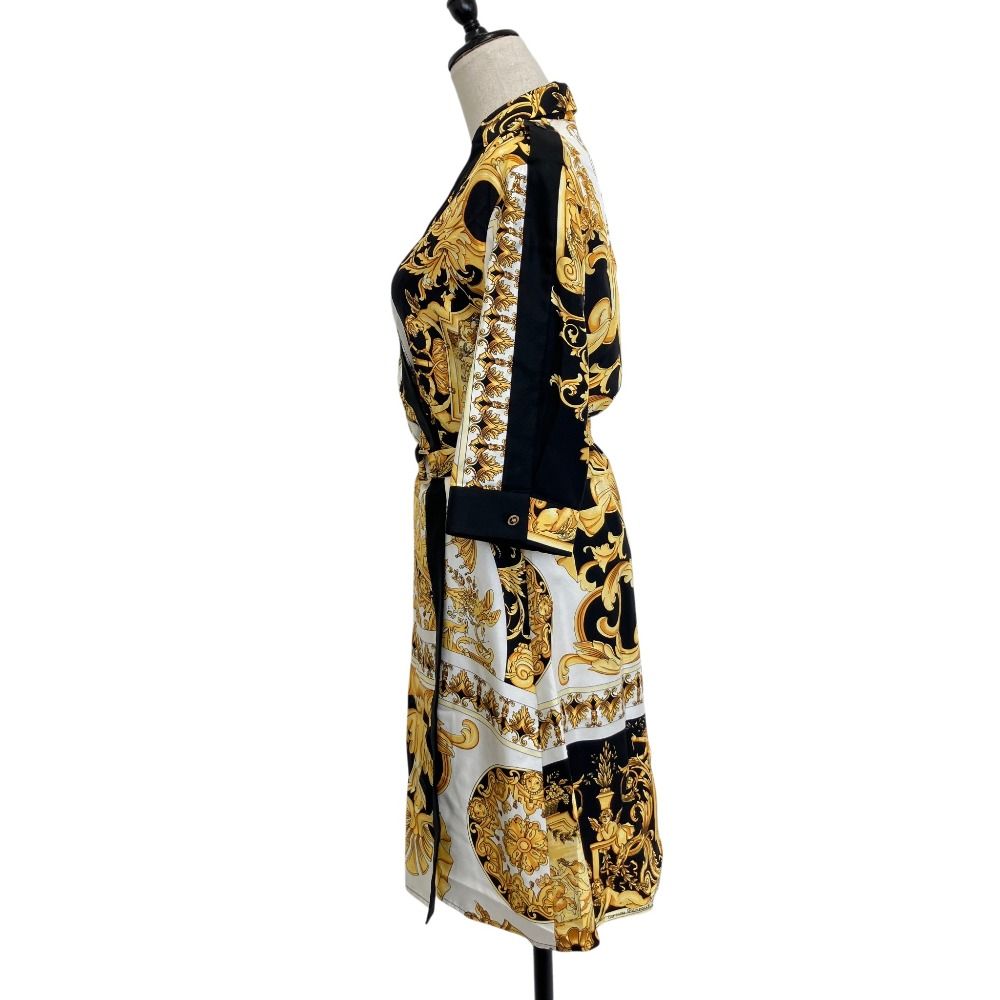Versace Baroque Pattern Cache Coat Dress 42 Gold Color Black — view 3