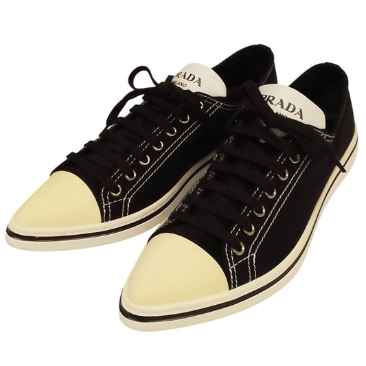 Prada Low-Cut Pointed Toe Canvas Sneakers Black 6