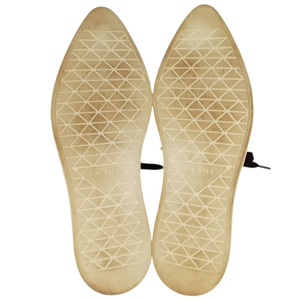 Prada Low-Cut Pointed Toe Canvas Sneakers Black 6 — view 7