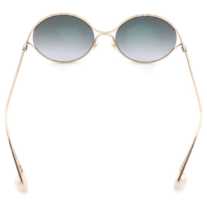Gucci GG Logo Faux Pearl Asian Fit Sunglasses Eyewear Gold Gray Gradient — view 2