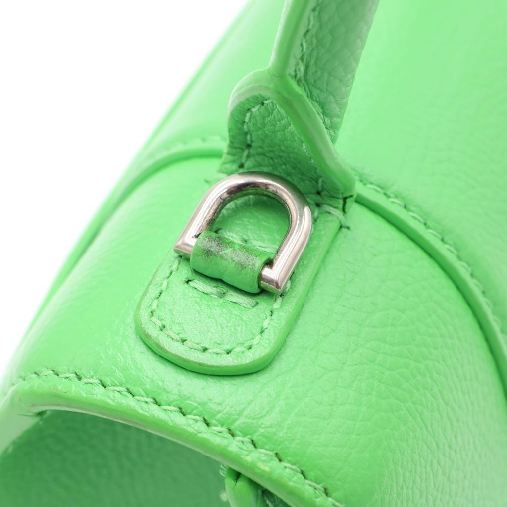 Balenciaga Hourglass Small XS 2-Way Shoulder Bag Green Leather Silver — view 7