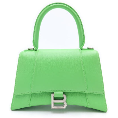 Balenciaga Hourglass Small XS 2-Way Shoulder Bag Green Leather Silver