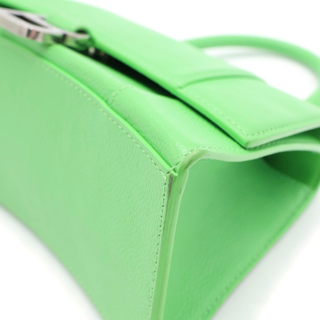 Balenciaga Hourglass Small XS 2-Way Shoulder Bag Green Leather Silver — view 5