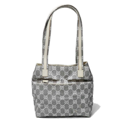 Gucci 002 GG Canvas Tote Bag Leather Gray