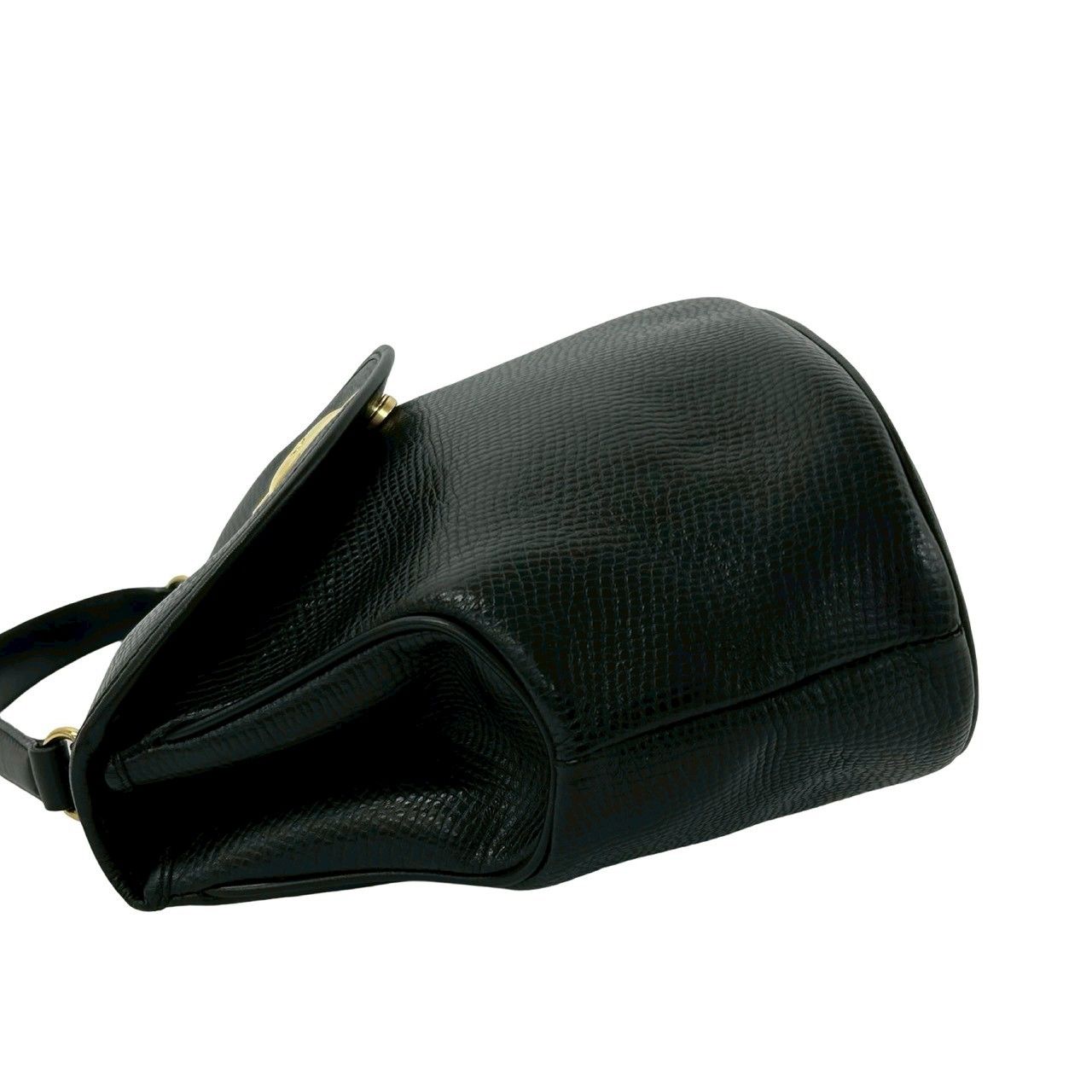 Dior Vintage CD Logo Oval Leather Handbag Black — view 5