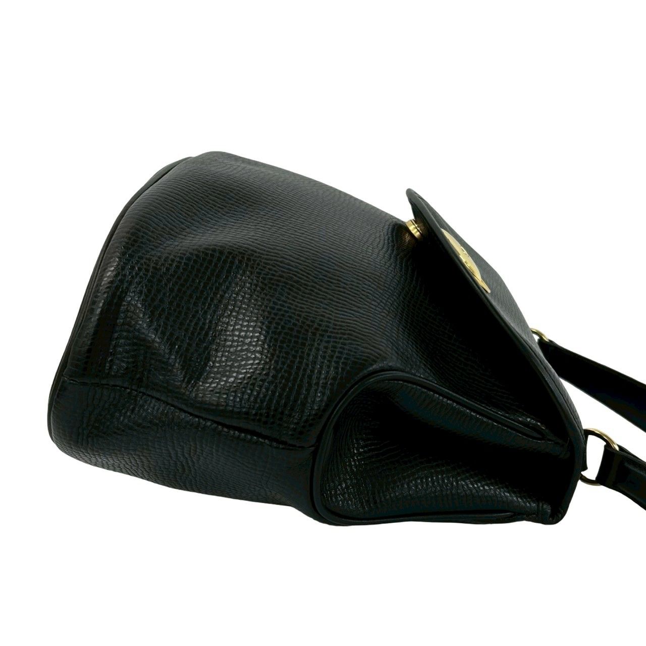 Dior Vintage CD Logo Oval Leather Handbag Black — view 6