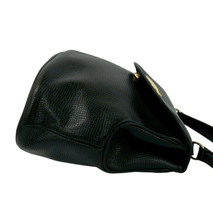 Dior Vintage CD Logo Oval Leather Handbag Black — view 6