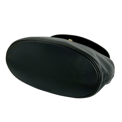 Dior Vintage CD Logo Oval Leather Handbag Black — view 8