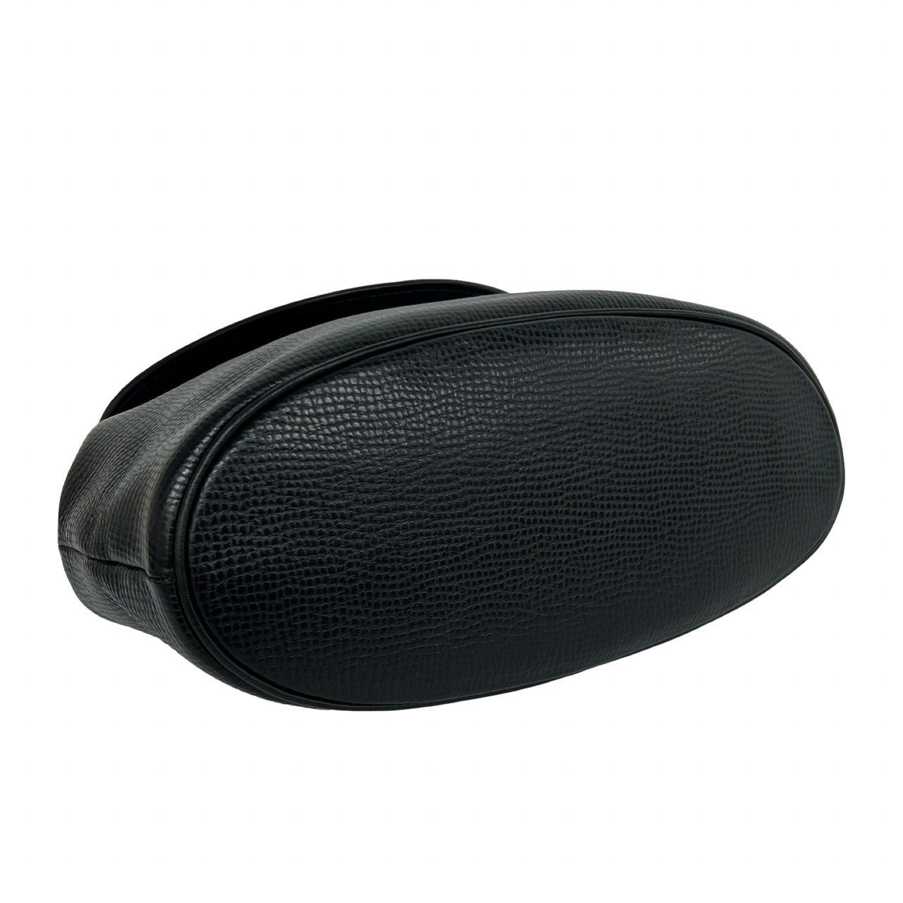 Dior Vintage CD Logo Oval Leather Handbag Black — view 7