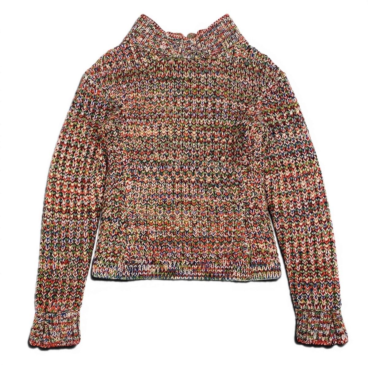 Chanel Middle Gauge Mixed Knit Sweater High Neck 34 Multicolor Wool — view 2