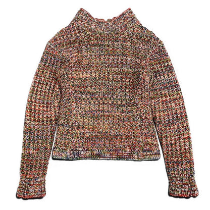 Chanel Middle Gauge Mixed Knit Sweater High Neck 34 Multicolor Wool — view 2