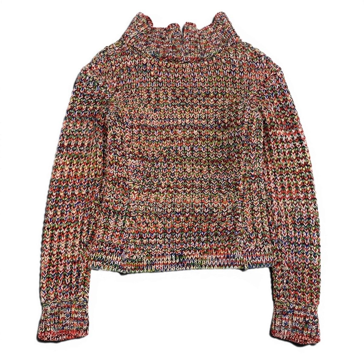Chanel Middle Gauge Mixed Knit Sweater High Neck 34 Multicolor Wool — view 3