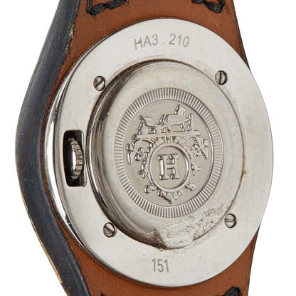 Hermes Ahne Watch White Silver Black Stainless Steel Leather — view 6