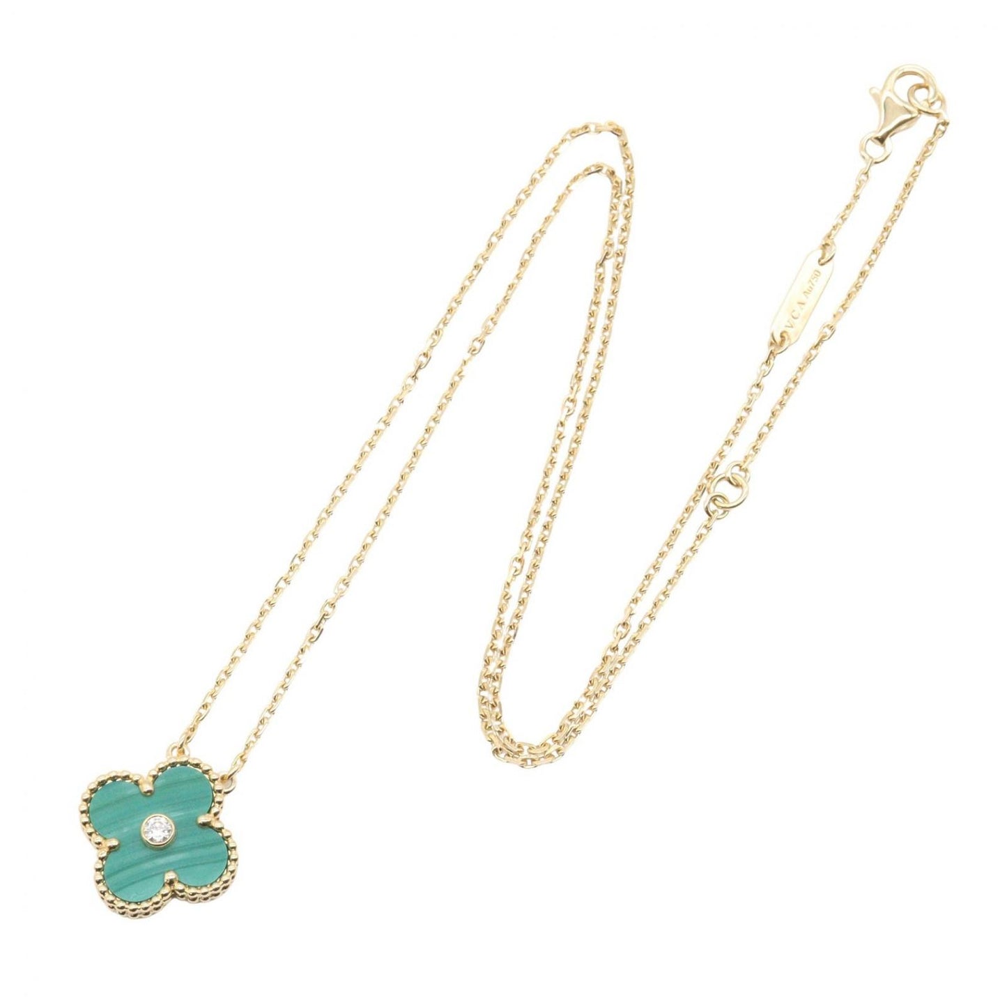 Van Cleef & Arpels Necklace Vintage Alhambra Malachite 37 41.5 18K Diamond — view 2