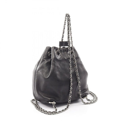 Chanel Backpack CC Logo Small Drawstring Black Lambskin CC Chain — view 2