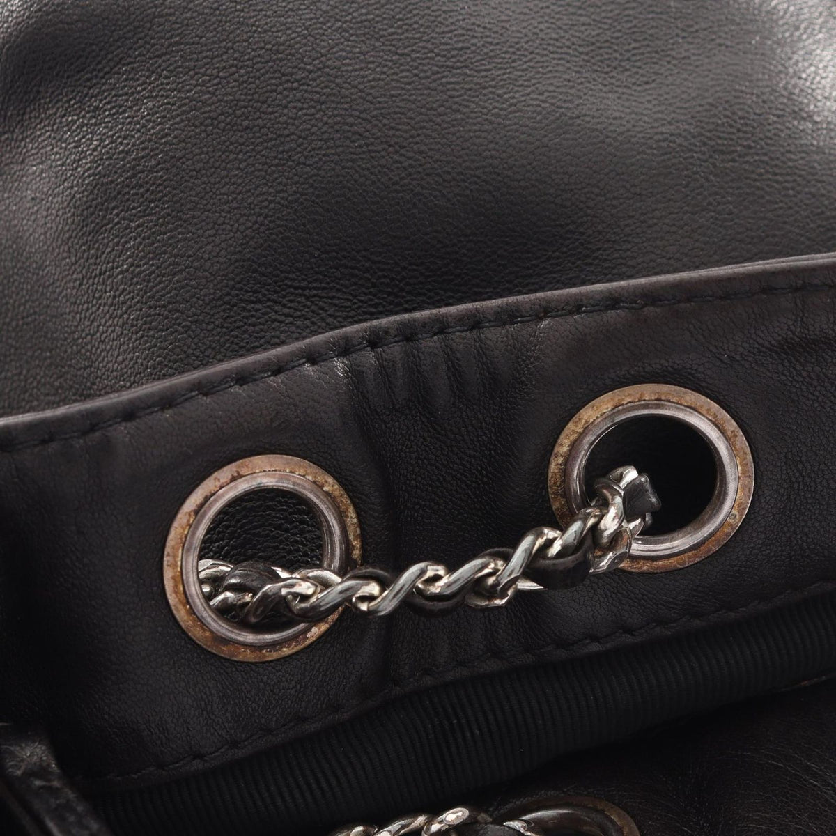 Chanel Backpack CC Logo Small Drawstring Black Lambskin CC Chain — view 6