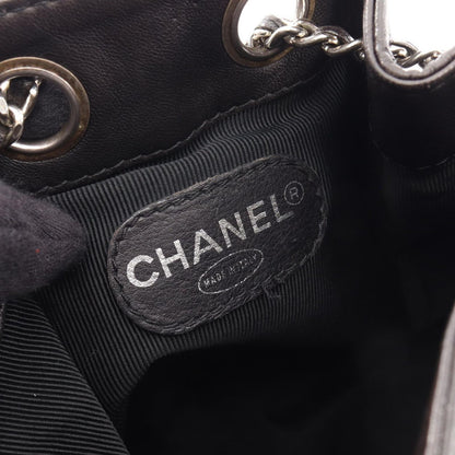 Chanel Backpack CC Logo Small Drawstring Black Lambskin CC Chain — view 4
