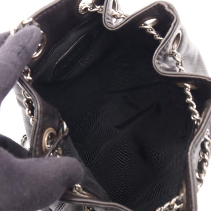 Chanel Backpack CC Logo Small Drawstring Black Lambskin CC Chain — view 3