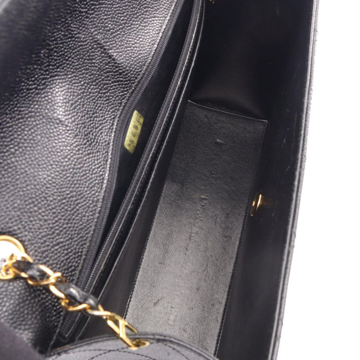 Chanel Shoulder Bag Quilted Black Caviar Leather Chain — view 3