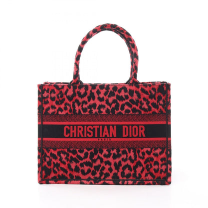 Dior Tote Bag Book Leopard Red Canvas