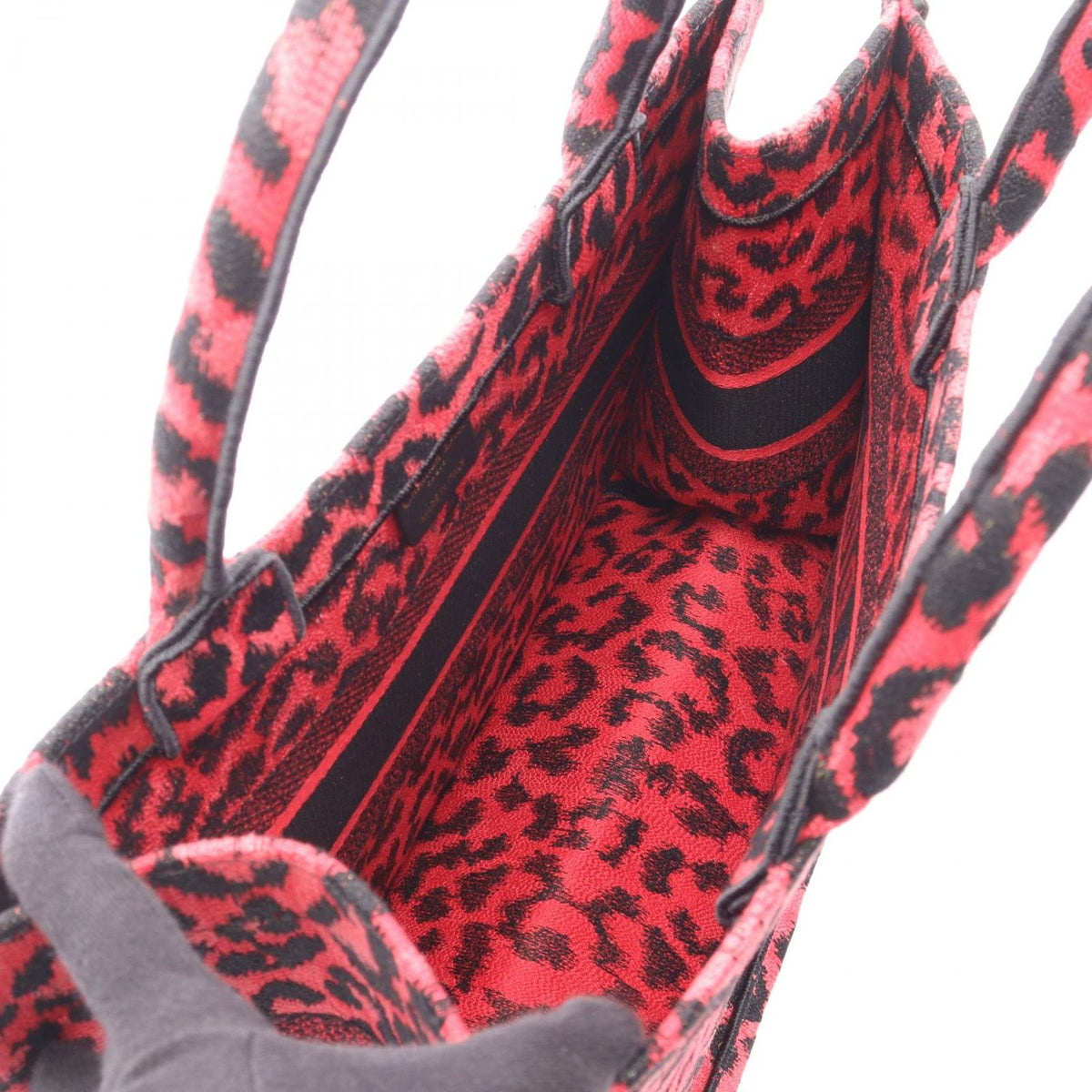 Dior Tote Bag Book Leopard Red Canvas — view 3