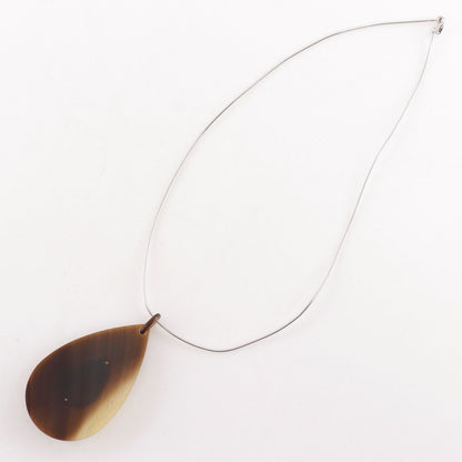 Hermes Drop Buffalo Horn Metal Silver Necklace — view 3