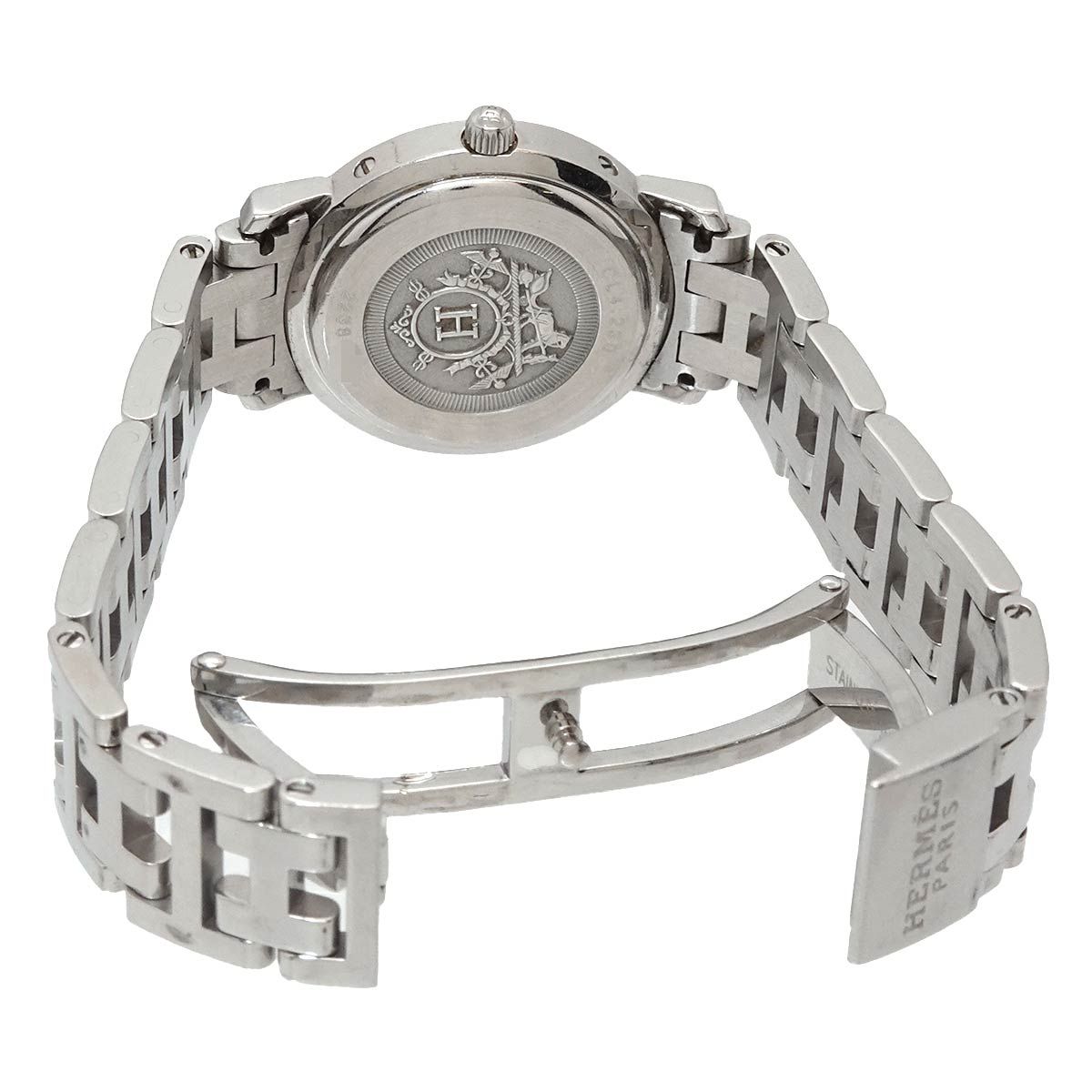 Hermes Cles Cl4 230 Watch Diamond Bezel White Shell Quartz Clipper — view 5