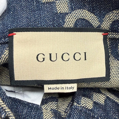 Gucci 100% Cotton Logo Button Leather Jumbo GG All Over Print Shorts Indigo 38 — view 8
