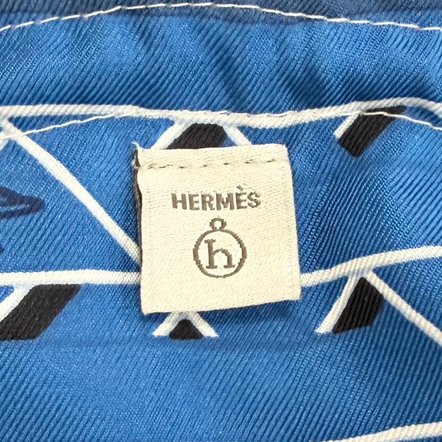 Hermes Petit h 100% Silk Masan & Reversible Drawstring Pouch Yellow Blue — view 7