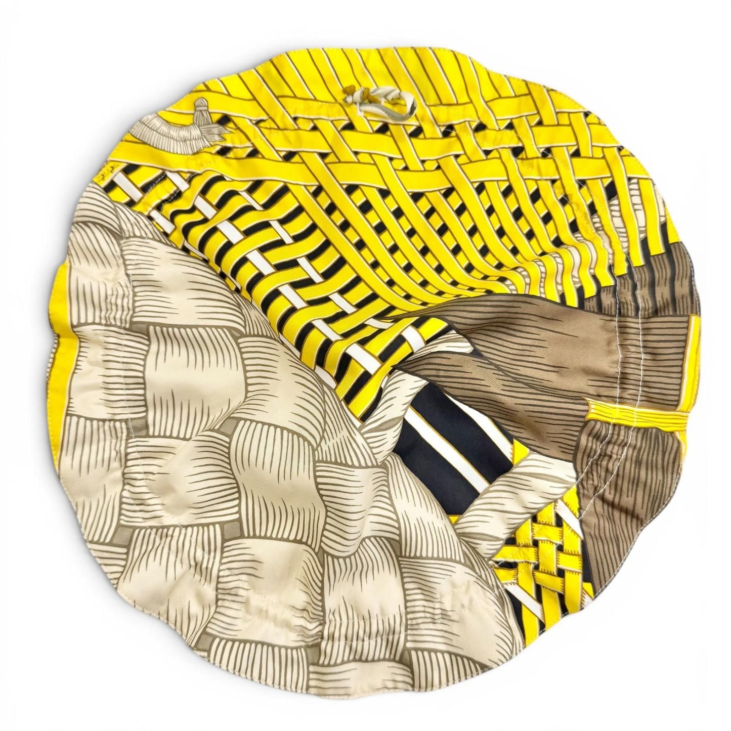 Hermes Petit h 100% Silk Masan & Reversible Drawstring Pouch Yellow Blue — view 4