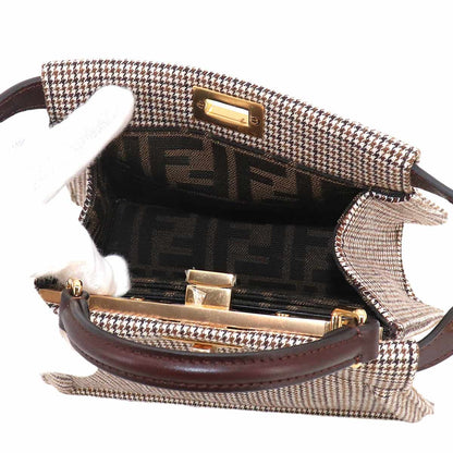 Fendi Peekaboo ISeeU Petit 2-Way Bag Canvas Leather Brown — view 8