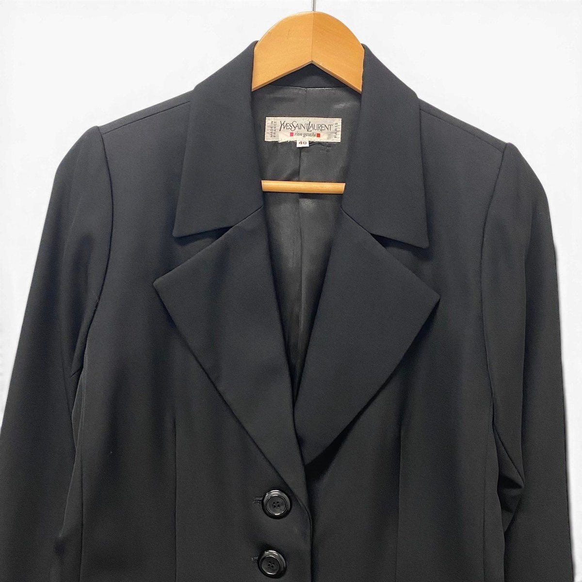 Saint Laurent Rive Gauche Vintage Terre Jacket 40 Black — view 4