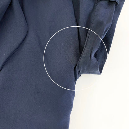 Gucci Short Sleeve Ribbon Dress Knee Length Neck Antiqu Button 42 Navy — view 8