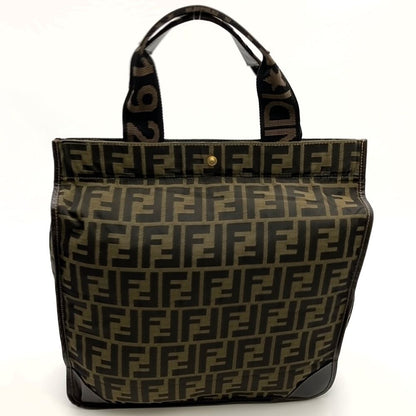 Fendi Zucca Tote Bag Canvas Leather Brown Vintage — view 4