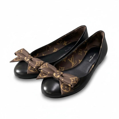 Louis Vuitton Monogram Ribbon Flat Shoes Leather Pumps