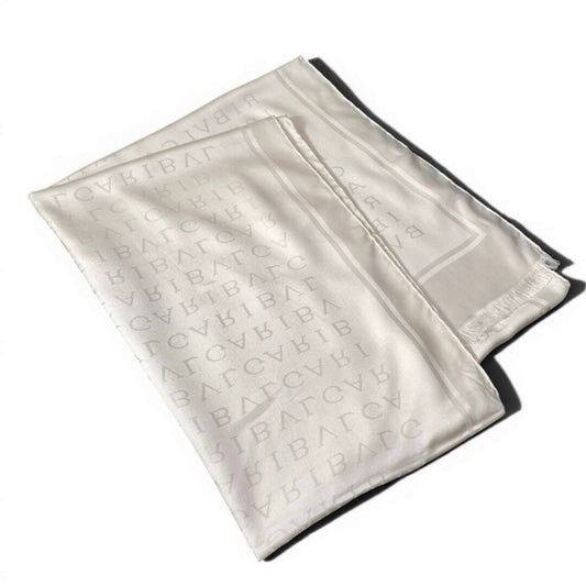 Bvlgari Logo Silk Scarf Fringe Ivory