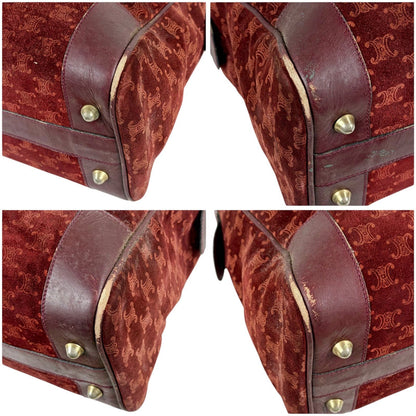 Celine Mini Boston Bag Bordeaux Color Wine Red Suede Leather Triomphe Macadam — view 5