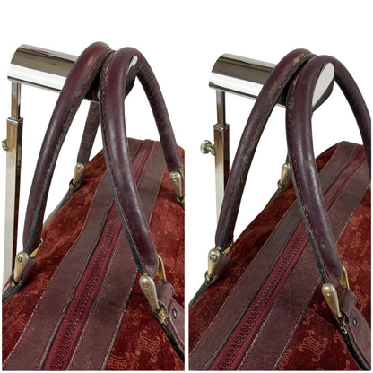 Celine Mini Boston Bag Bordeaux Color Wine Red Suede Leather Triomphe Macadam — view 6
