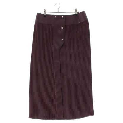 Hermes Medle Lambskin Sheep Leather Pleated Skirt Brown 38