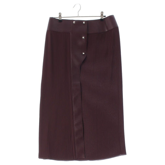 Hermes Medle Lambskin Sheep Leather Pleated Skirt Brown 38