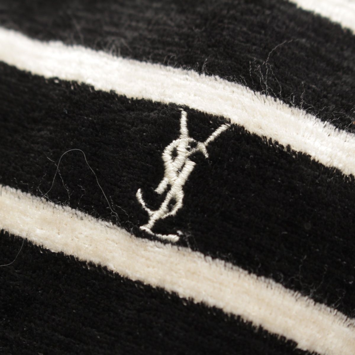 Saint Laurent YSL Logo Border Top Long Sleeve Top Black White XS — view 8