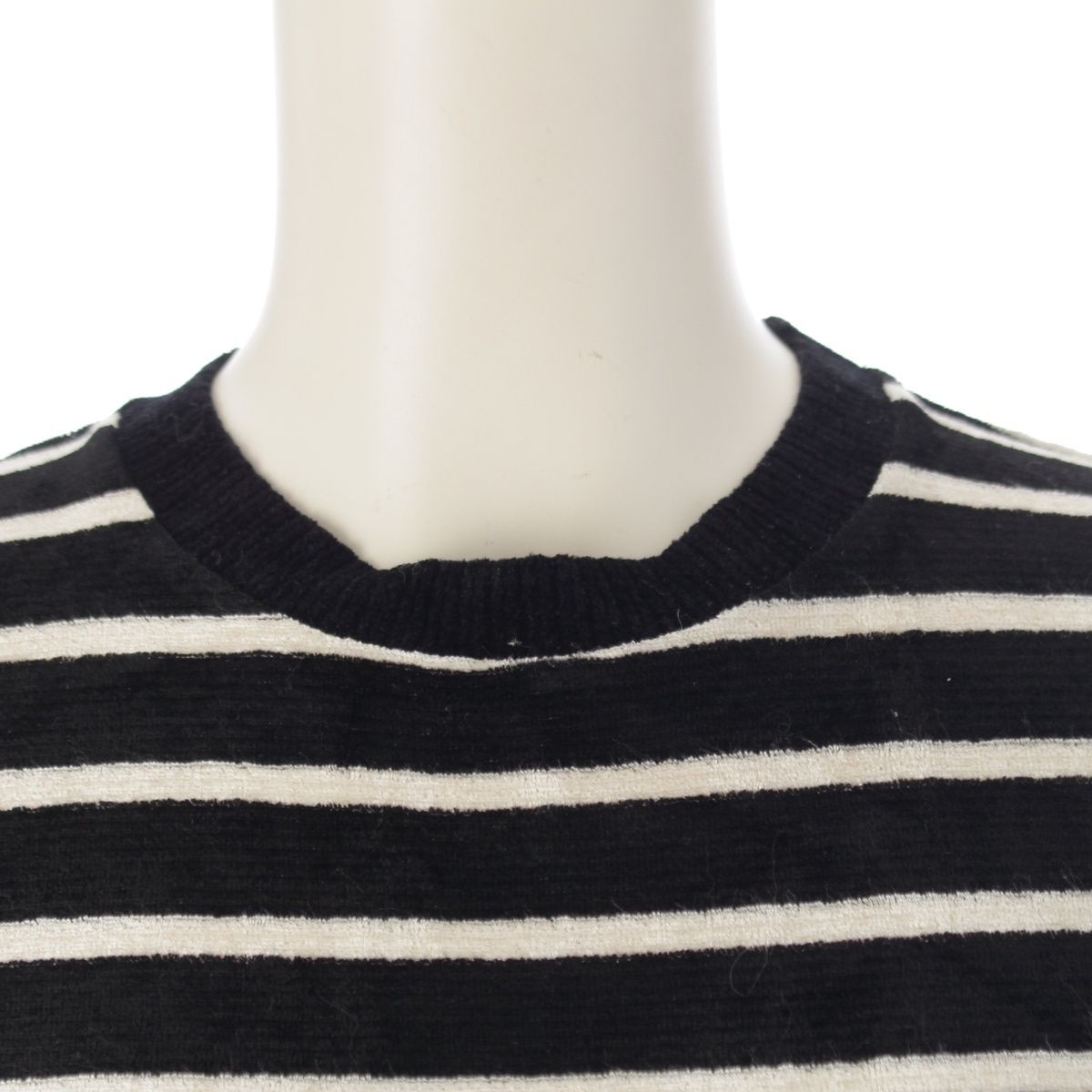 Saint Laurent YSL Logo Border Top Long Sleeve Top Black White XS — view 5