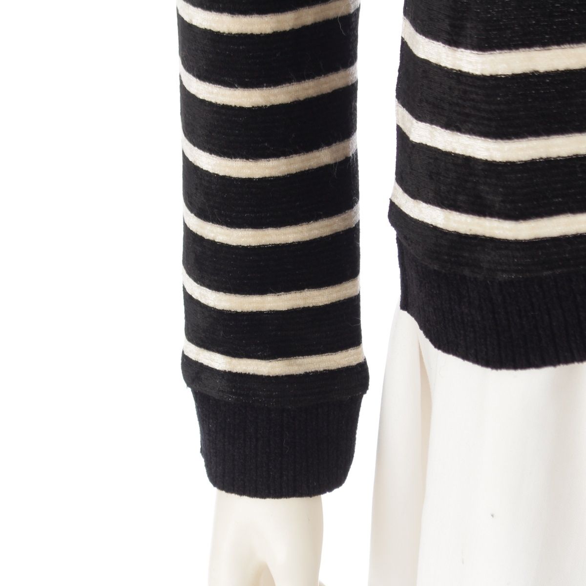 Saint Laurent YSL Logo Border Top Long Sleeve Top Black White XS — view 6