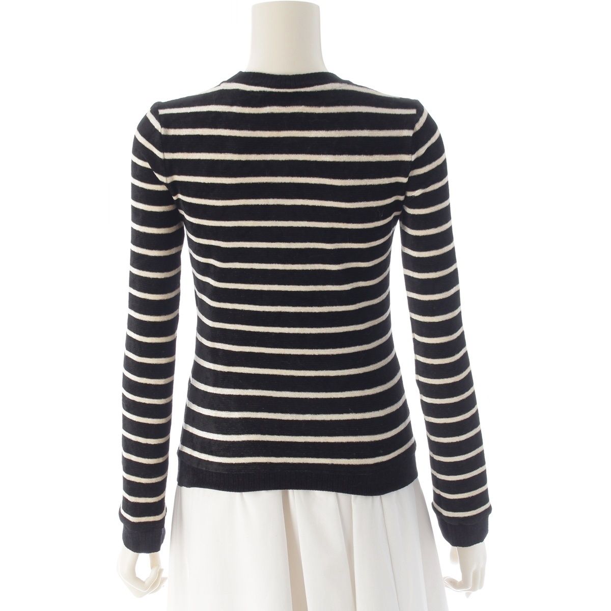 Saint Laurent YSL Logo Border Top Long Sleeve Top Black White XS — view 4