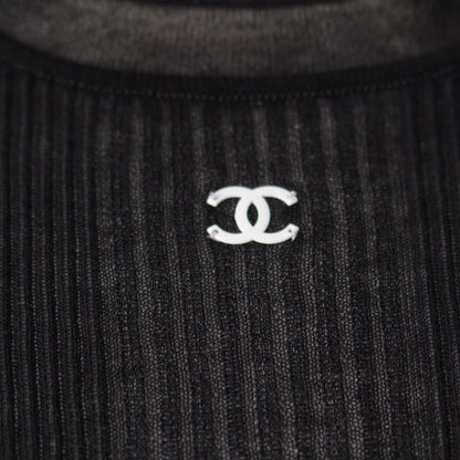 Chanel Coco Beach CC Logo Rib T-Shirt Black 42 — view 8