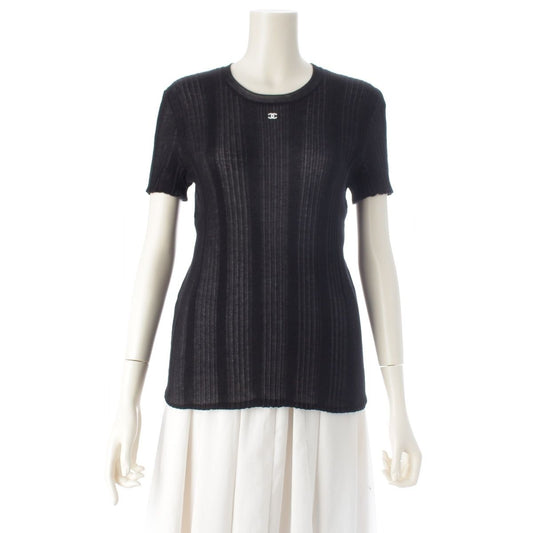 Chanel Coco Beach CC Logo Rib T-Shirt Black 42