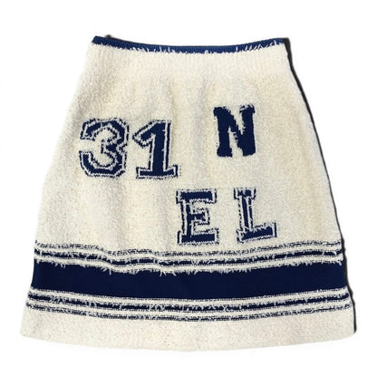 Chanel Cruise Line Mini Skirt CC Logo White Blue Cotton Polyamide Silk — view 3
